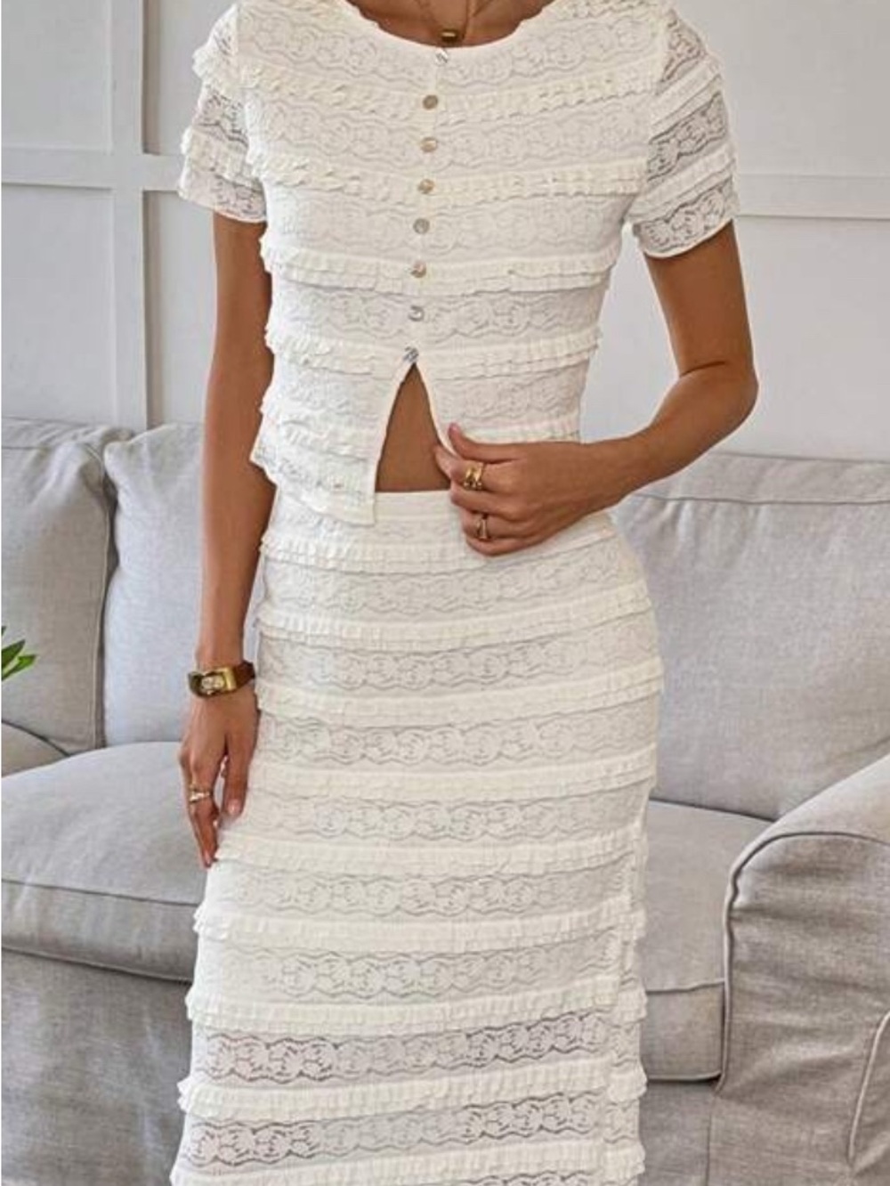 White Lace Maxi Skirt - Elegant Women's Skirt